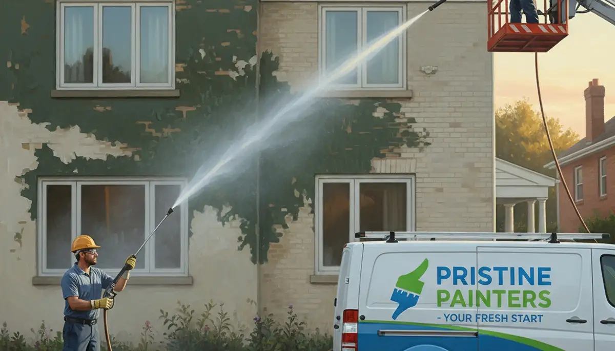 Pressure cleaning service in Omaha, NE removes mildew and storm residue from exterior siding